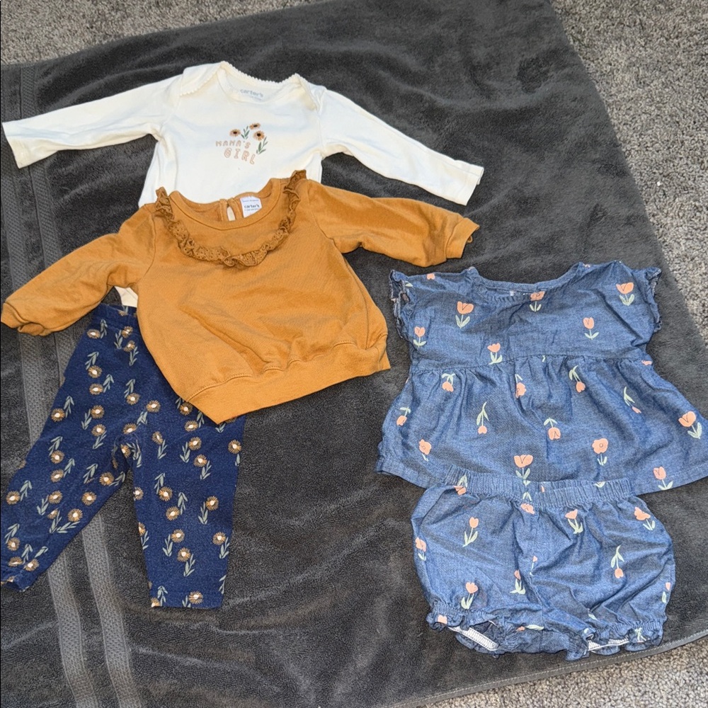 Carter's Cream and Mustard Baby Tops Set